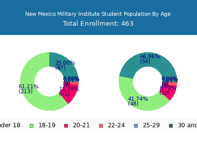 New Mexico Military Institute 2025 Student Population Age Diversity Pie chart