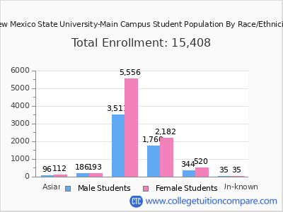 New Mexico State University-Main Campus 2025 Student Population by Gender and Race chart