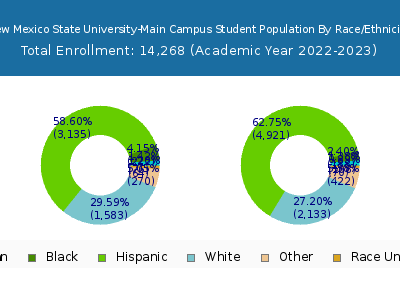 New Mexico State University-Main Campus 2023 Student Population by Gender and Race chart