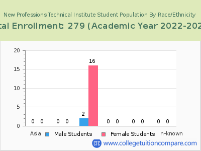 New Professions Technical Institute 2023 Student Population by Gender and Race chart