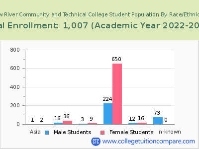 New River Community and Technical College 2023 Student Population by Gender and Race chart