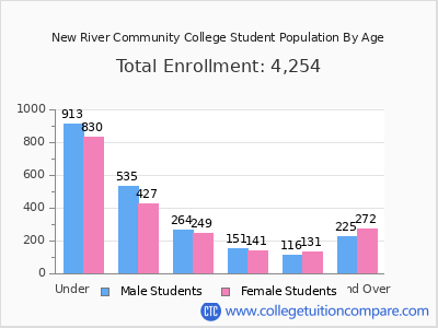 New River Community College 2025 Student Population by Age chart
