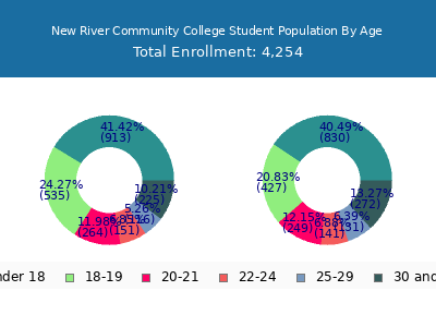 New River Community College 2025 Student Population Age Diversity Pie chart