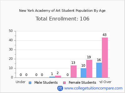 New York Academy of Art 2024 Student Population by Age chart