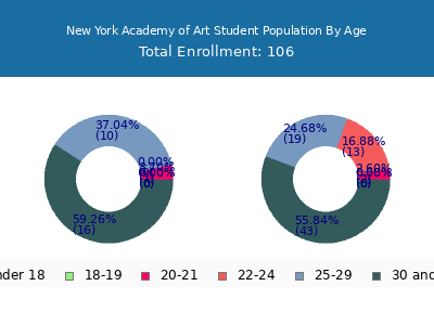 New York Academy of Art 2024 Student Population Age Diversity Pie chart
