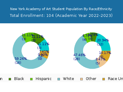 New York Academy of Art 2023 Student Population by Gender and Race chart