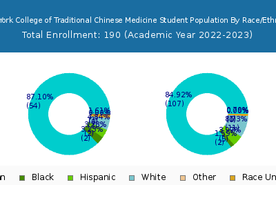 New York College of Traditional Chinese Medicine 2023 Student Population by Gender and Race chart