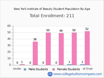 New York Institute of Beauty 2024 Student Population by Age chart