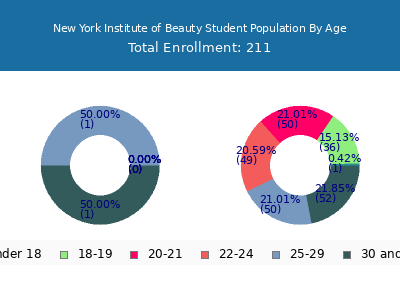 New York Institute of Beauty 2024 Student Population Age Diversity Pie chart