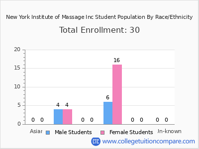 New York Institute of Massage Inc 2025 Student Population by Gender and Race chart