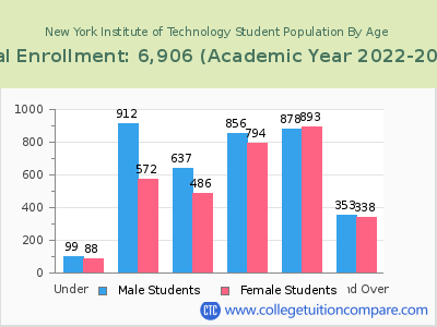 New York Institute of Technology 2023 Student Population by Age chart