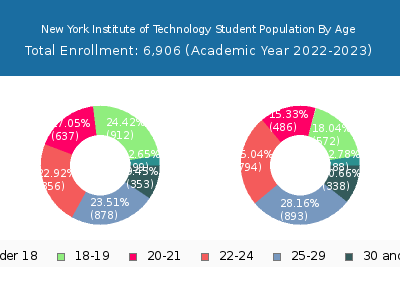 New York Institute of Technology 2023 Student Population Age Diversity Pie chart