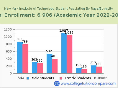 New York Institute of Technology 2023 Student Population by Gender and Race chart