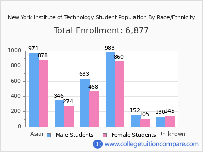 New York Institute of Technology 2025 Student Population by Gender and Race chart