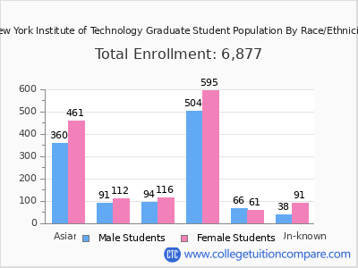 New York Institute of Technology 2025 Graduate Enrollment by Gender and Race chart