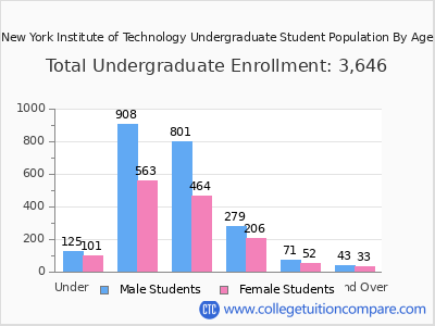 New York Institute of Technology 2025 Undergraduate Enrollment by Age chart