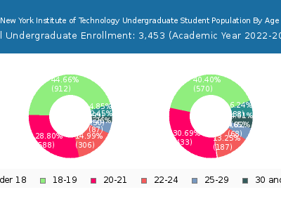New York Institute of Technology 2023 Undergraduate Enrollment Age Diversity Pie chart