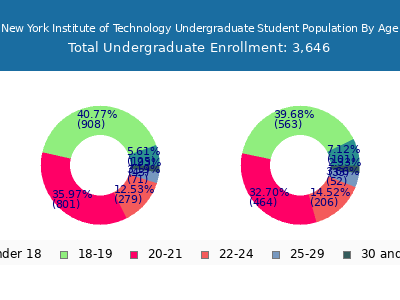 New York Institute of Technology 2025 Undergraduate Enrollment Age Diversity Pie chart