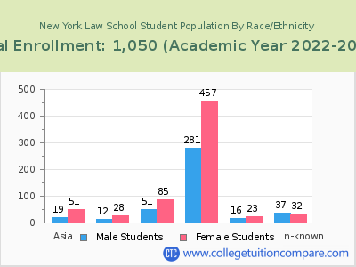 New York Law School 2023 Student Population by Gender and Race chart