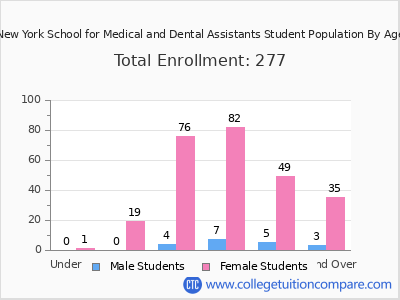 New York School for Medical and Dental Assistants 2024 Student Population by Age chart