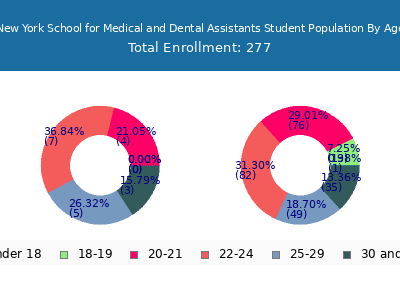 New York School for Medical and Dental Assistants 2024 Student Population Age Diversity Pie chart