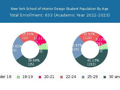New York School of Interior Design 2023 Student Population Age Diversity Pie chart