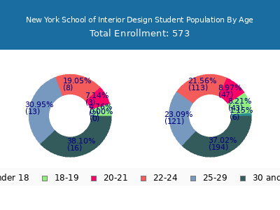 New York School of Interior Design 2025 Student Population Age Diversity Pie chart
