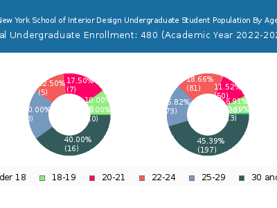 New York School of Interior Design 2023 Undergraduate Enrollment Age Diversity Pie chart