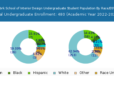 New York School of Interior Design 2023 Undergraduate Enrollment by Gender and Race chart