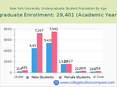 New York University 2023 Undergraduate Enrollment by Age chart