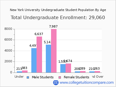 New York University 2025 Undergraduate Enrollment by Age chart