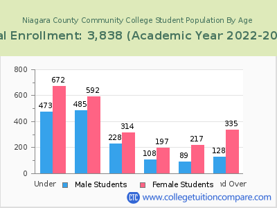 Niagara County Community College 2023 Student Population by Age chart