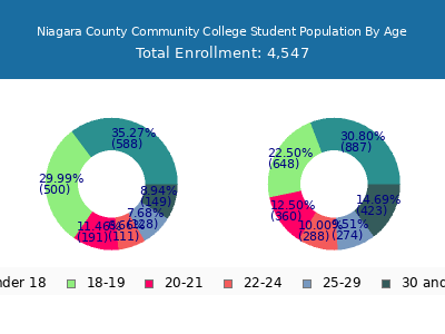 Niagara County Community College 2025 Student Population Age Diversity Pie chart