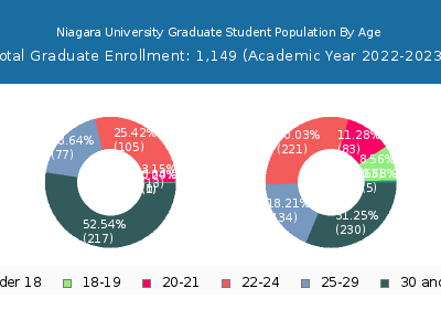 Niagara University 2023 Graduate Enrollment Age Diversity Pie chart