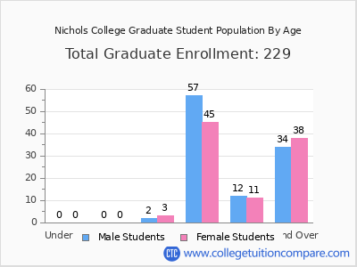 Nichols College 2024 Graduate Enrollment by Age chart