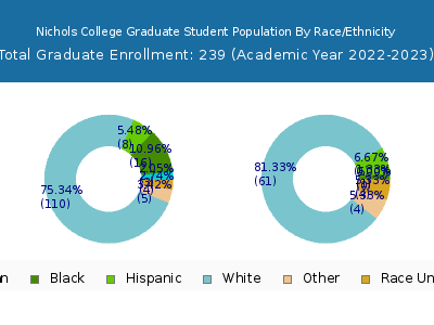 Nichols College 2023 Graduate Enrollment by Gender and Race chart