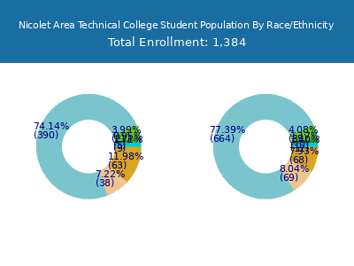 Nicolet Area Technical College 2025 Student Population by Gender and Race chart