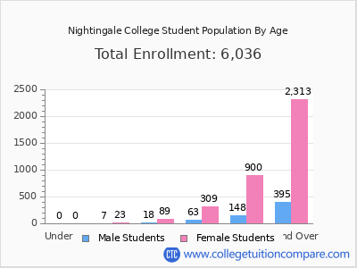 Nightingale College 2024 Student Population by Age chart
