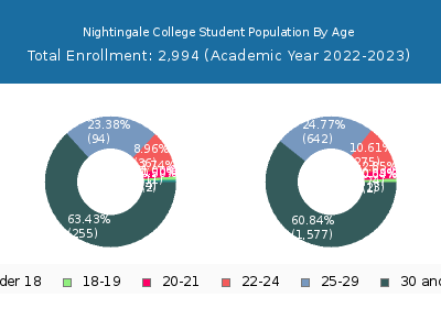 Nightingale College 2023 Student Population Age Diversity Pie chart