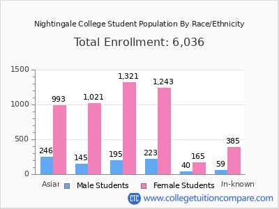 Nightingale College 2025 Student Population by Gender and Race chart