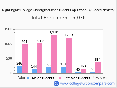 Nightingale College 2025 Undergraduate Enrollment by Gender and Race chart