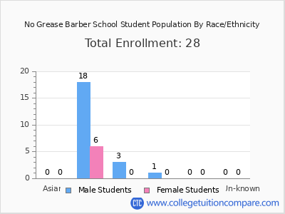 No Grease Barber School 2025 Student Population by Gender and Race chart