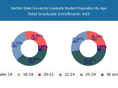 Norfolk State University 2024 Graduate Enrollment Age Diversity Pie chart