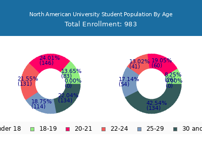 North American University 2024 Student Population Age Diversity Pie chart