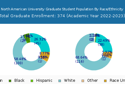 North American University 2023 Graduate Enrollment by Gender and Race chart