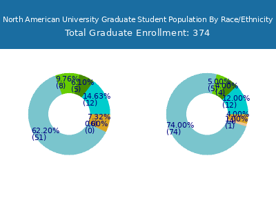 North American University 2025 Graduate Enrollment by Gender and Race chart