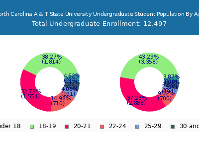 North Carolina A & T State University 2025 Undergraduate Enrollment Age Diversity Pie chart
