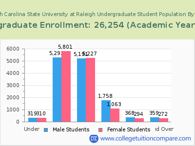 North Carolina State University at Raleigh 2023 Undergraduate Enrollment by Age chart