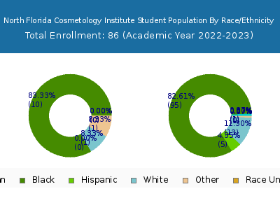 North Florida Cosmetology Institute 2023 Student Population by Gender and Race chart