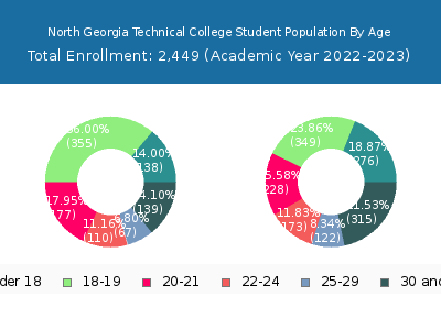 North Georgia Technical College 2023 Student Population Age Diversity Pie chart